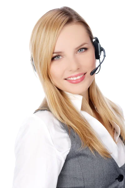  Αντιπρόσωπο εξυπηρέτησης πελατών με ακουστικά με μικρόφωνο sm — Φωτογραφία Αρχείου